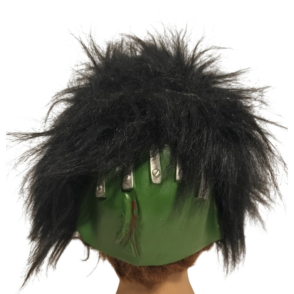 Rubie's Frankenstein Mask Costume Headpiece Green Latex Black Shaggy Hair